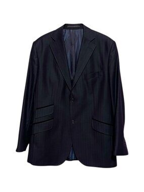 Ted Baker Endurance Blazer Men's 44R Black Blue Wool‎ Pinstripe Sports Coat